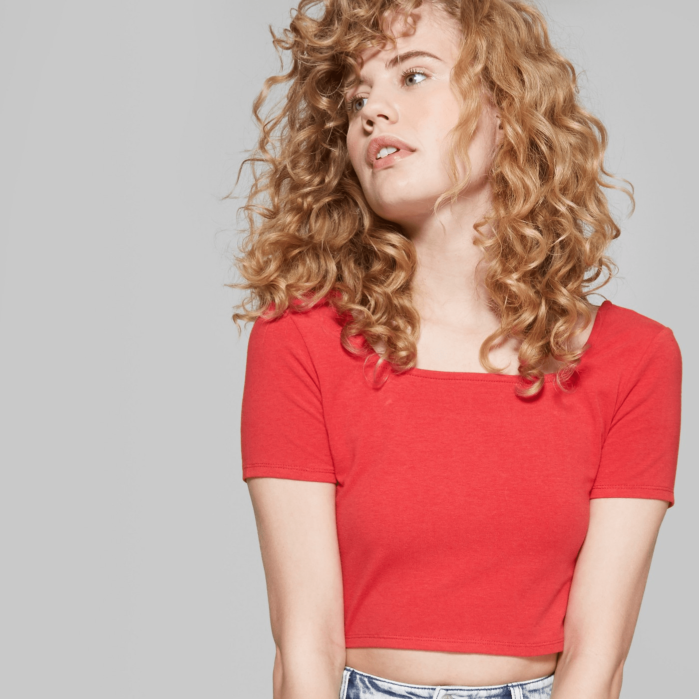 Wild Fable + Short Sleeve Square Neck Cropped Top