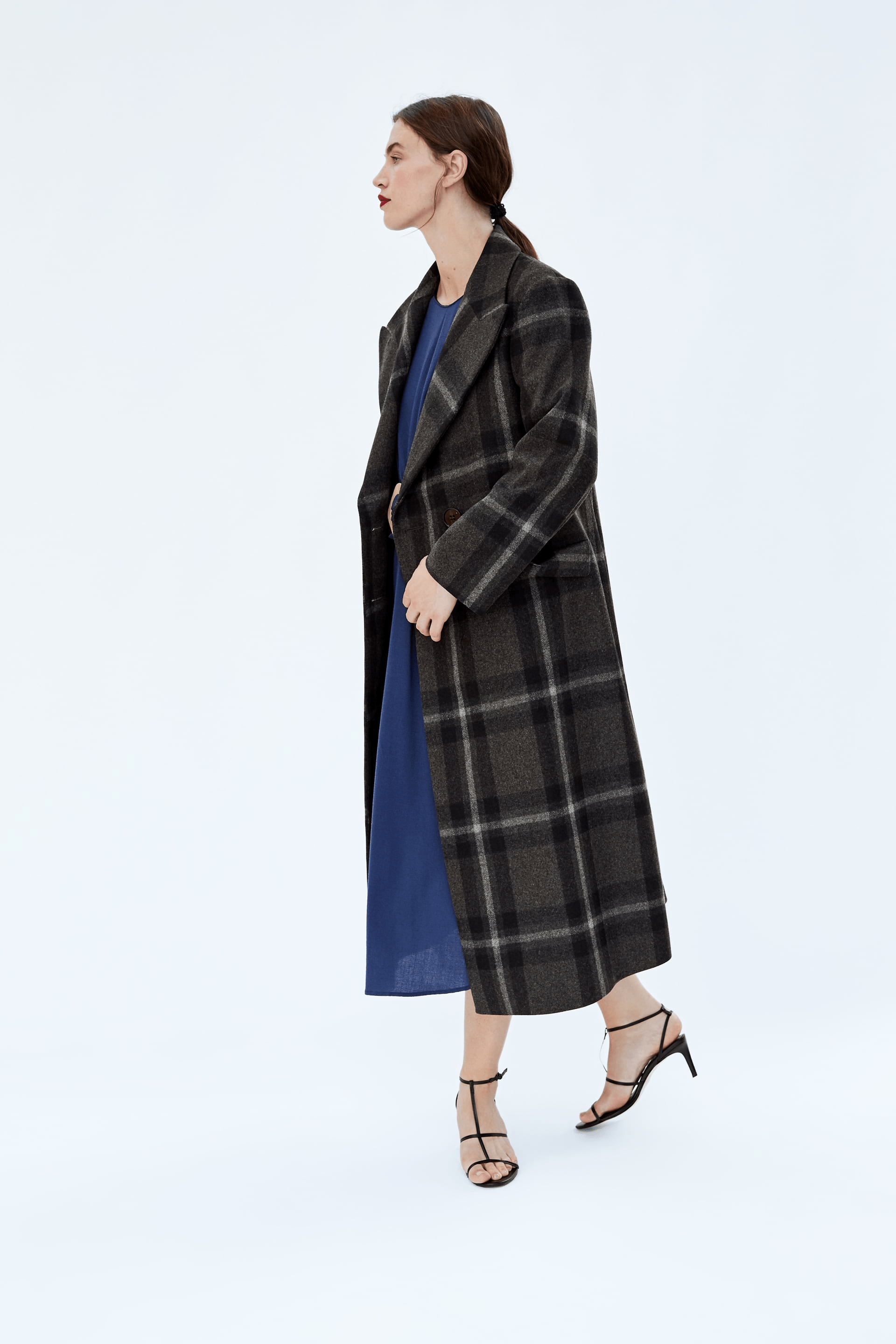 Zara + Long Plaid Coat