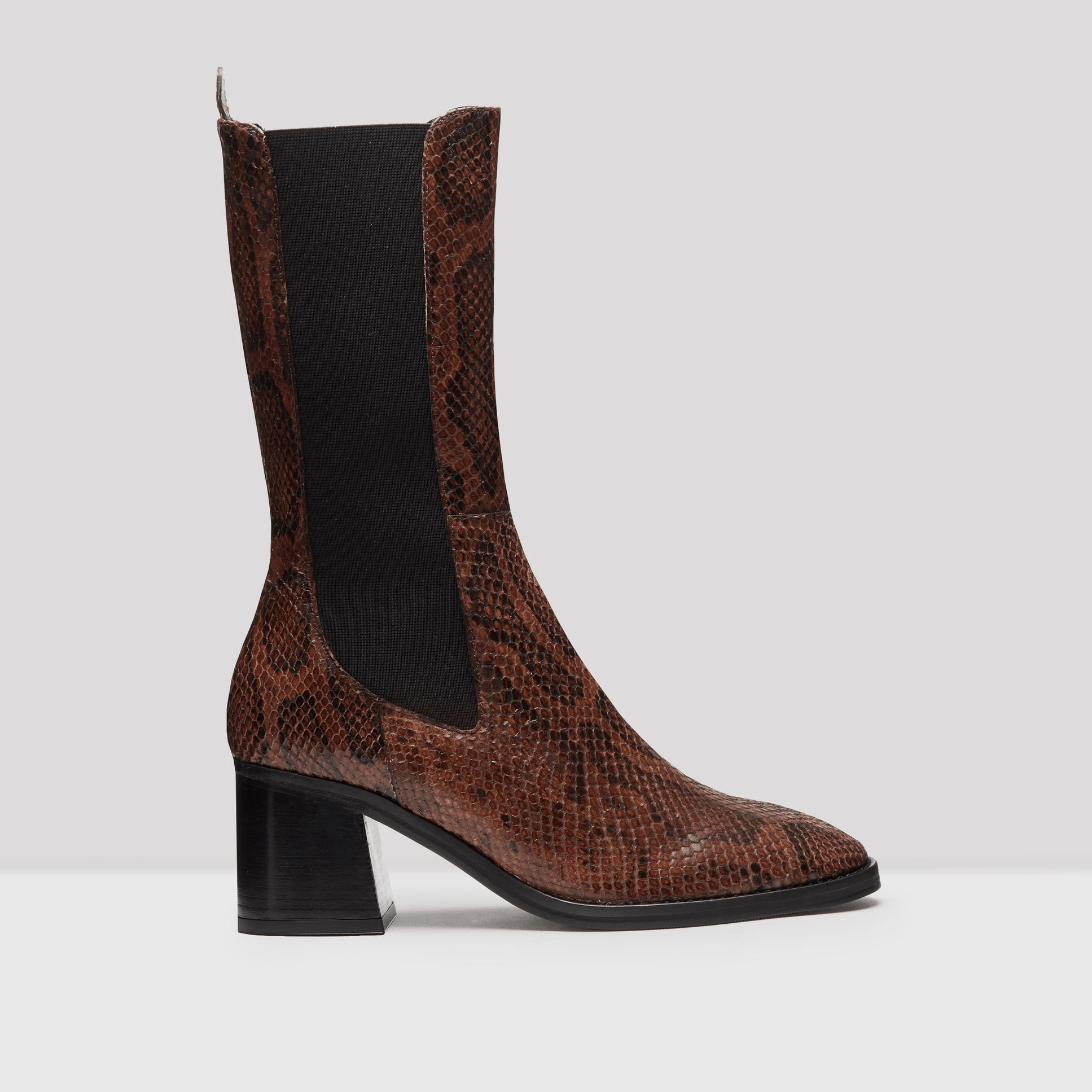 Miista + Macy Brown Snake Leather Boots