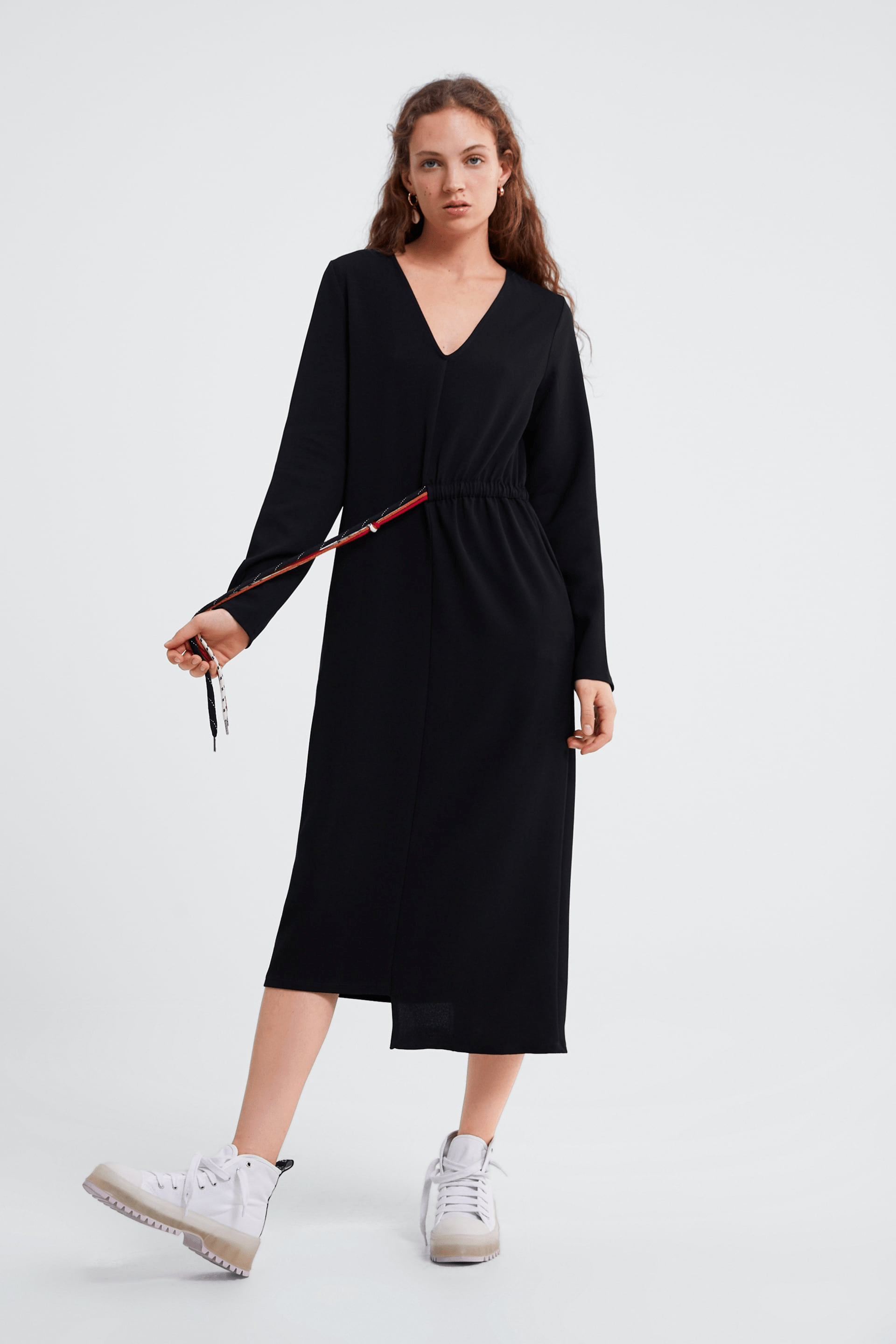 Zara + Drawstring Belt Dress