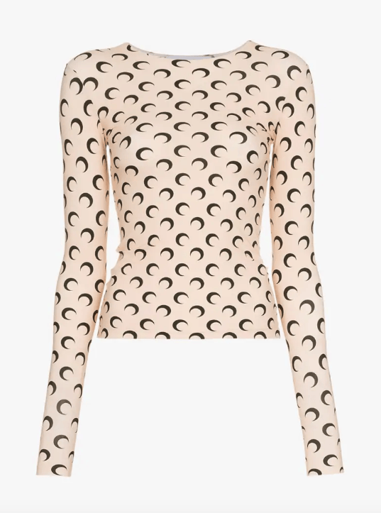 Marine Serre + Tan All Over Moon Long Sleeve TShirt