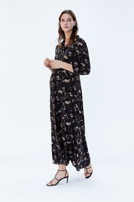 Zara + Floral Print Shirt Dress