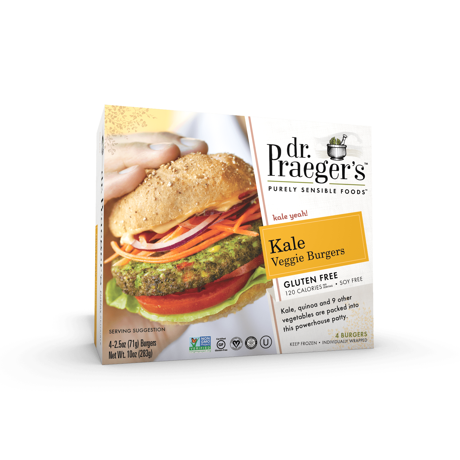 Dr. Praeger’s + Kale Veggie Burgers, 10 Oz (Frozen)