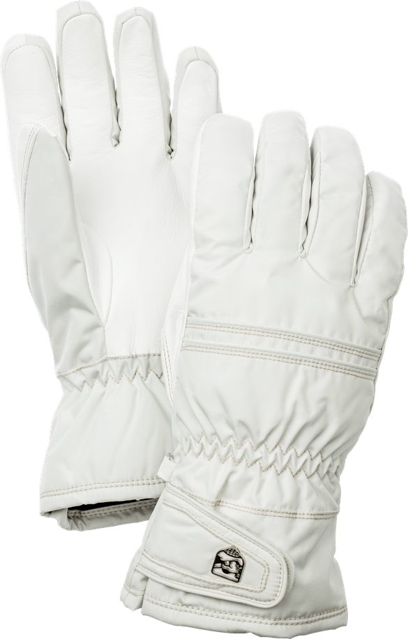 Hestra Gloves + Primaloft Leather Womens Ski Gloves in Off White