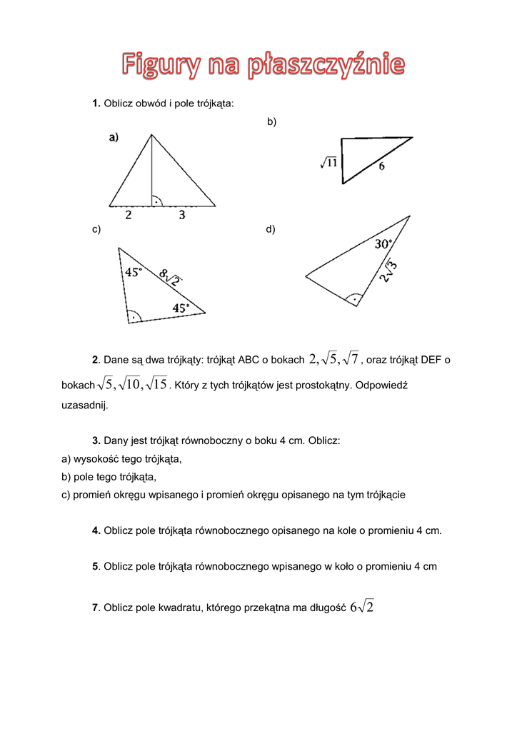 Figury Geometryczne Na Plaszczyznie Klasa 8 Rysunki HD