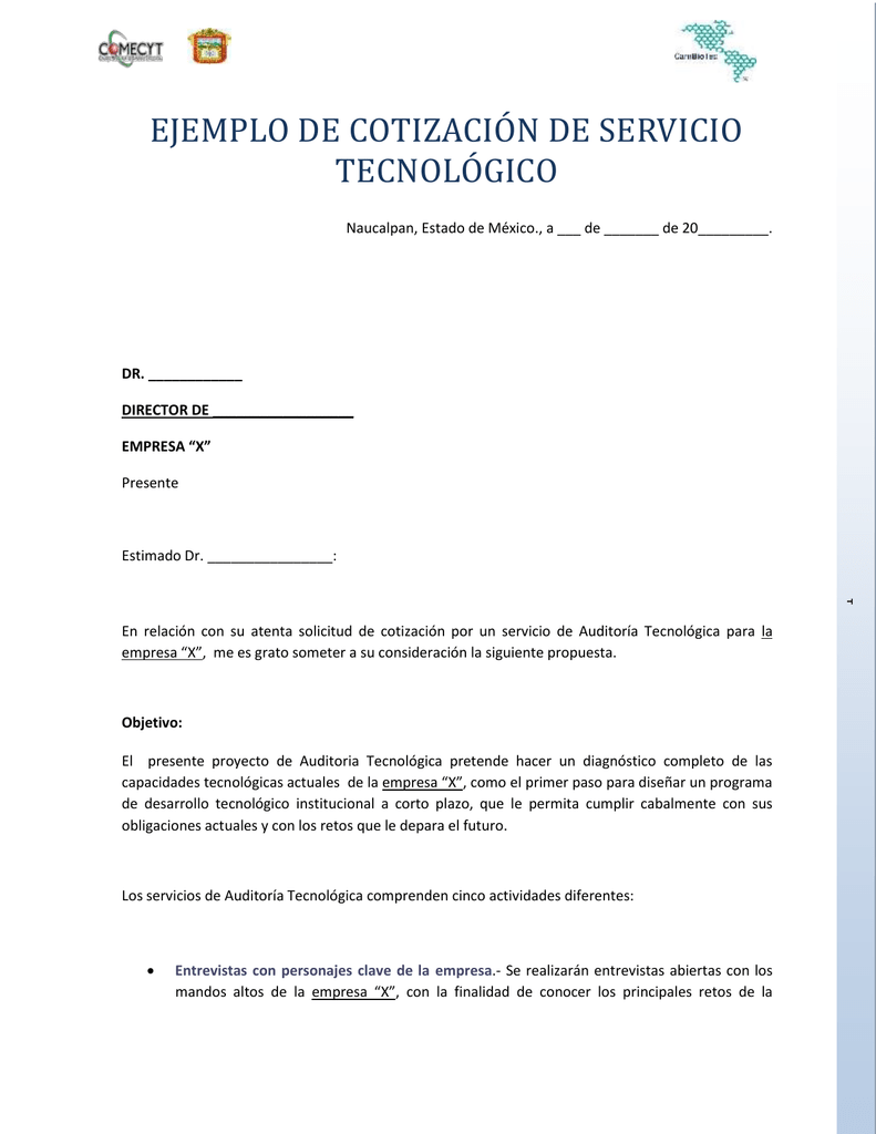 EJEMPLO DE COTIZACIÓN DE SERVICIO