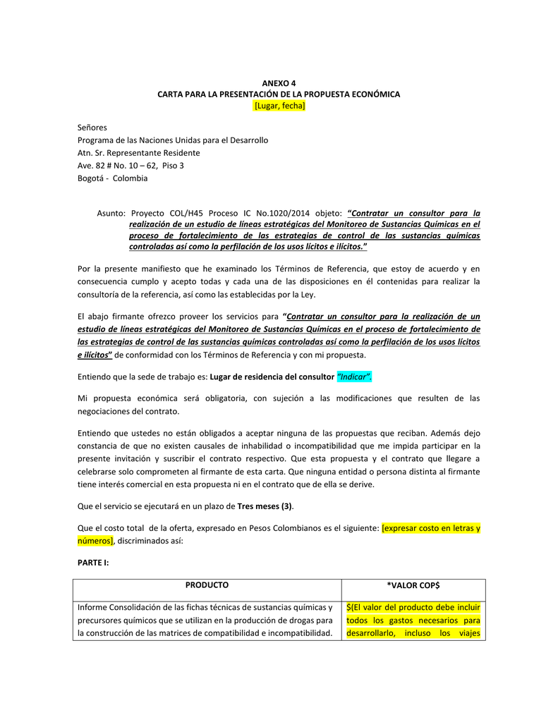 Carta Propuesta Economica Laboral Peter Vargas ejemplo de carta
