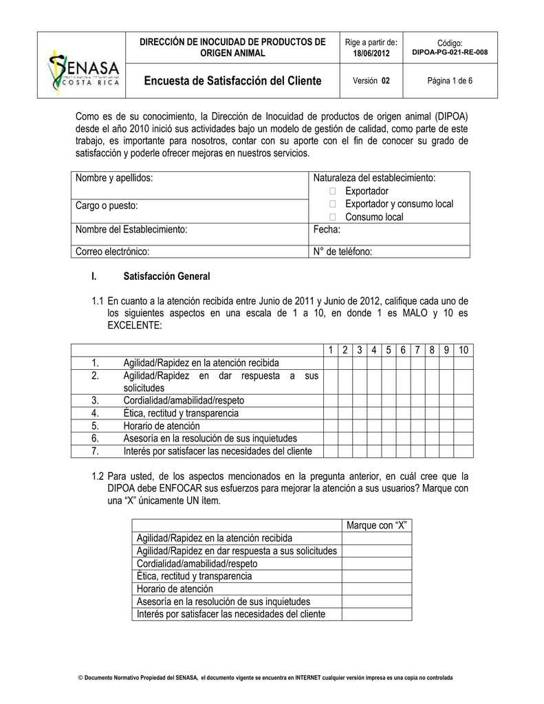 Encuesta de Satisfacción del Cliente