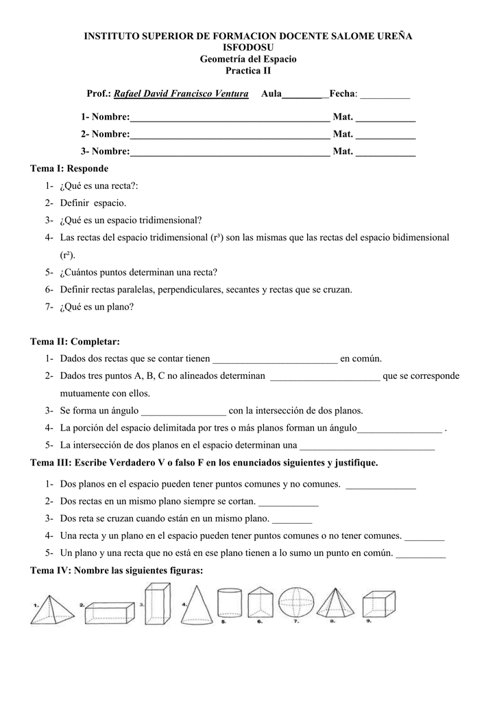 Practica de elemento de la geometria del espacio area y