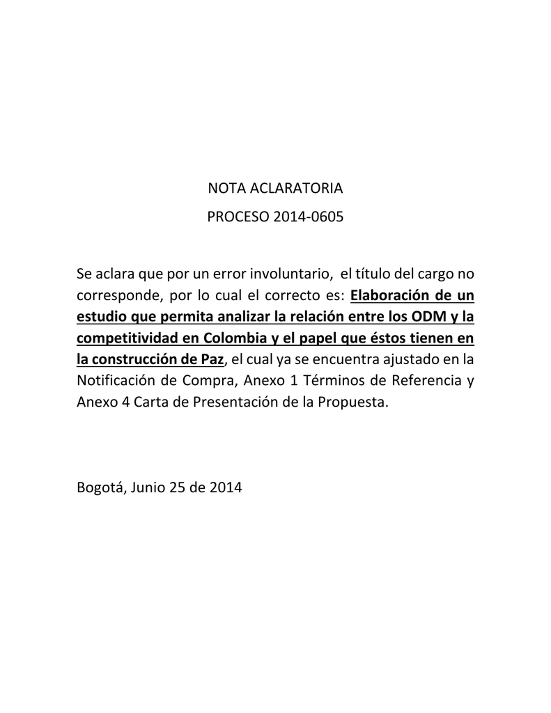 Nota Aclaratoria Ejemplo
