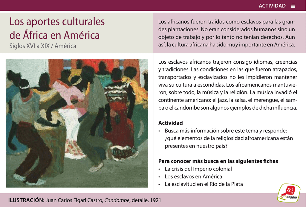Los aportes culturales de África en América