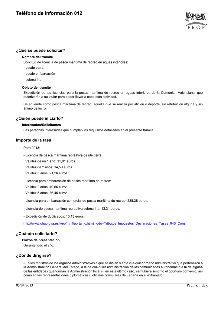Solicitud Licencia De Pesca Comunidad Valenciana Pesca Información