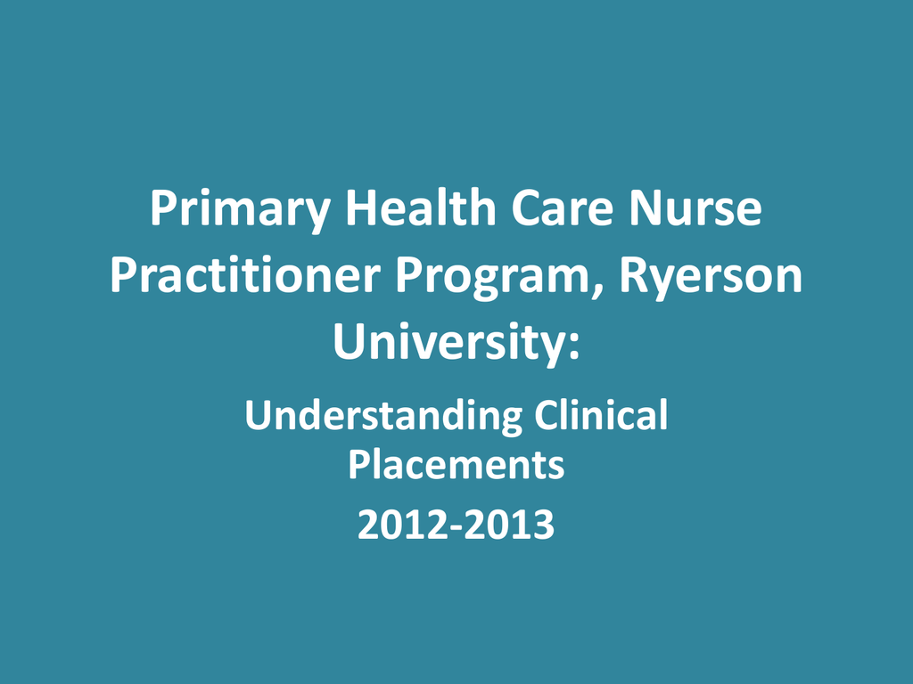 Primary Health Care Nurse Practitioner Program, Ryerson University