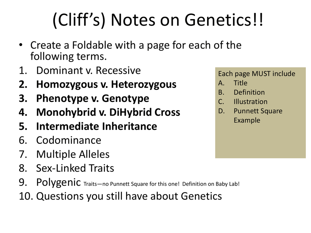 Cliff's) Notes on