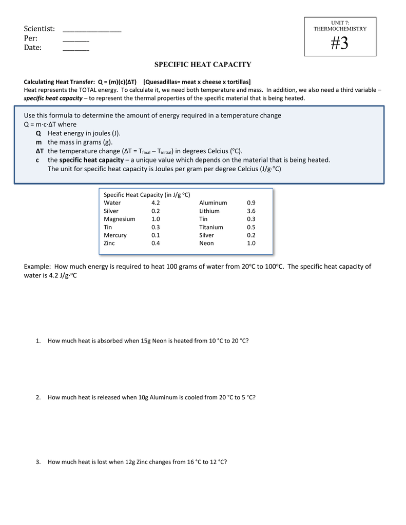 Specific Heat Capacity, Part 2