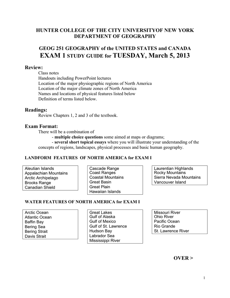 HUNTER COLLEGE OF THE CITY UNIVERSITYOF NEW YORK DEPARTMENT OF GEOGRAPHY