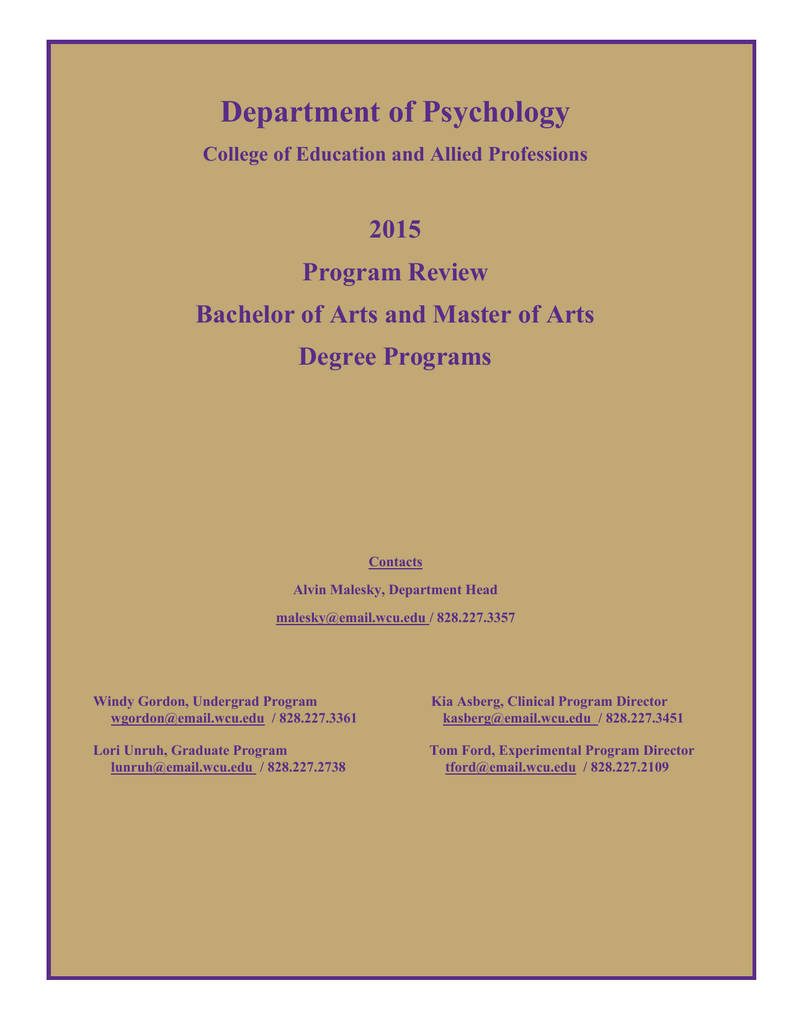 Department of Psychology 2015 Program Review Bachelor of