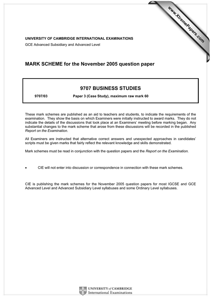 MARK SCHEME for the November 2005 question paper 9707