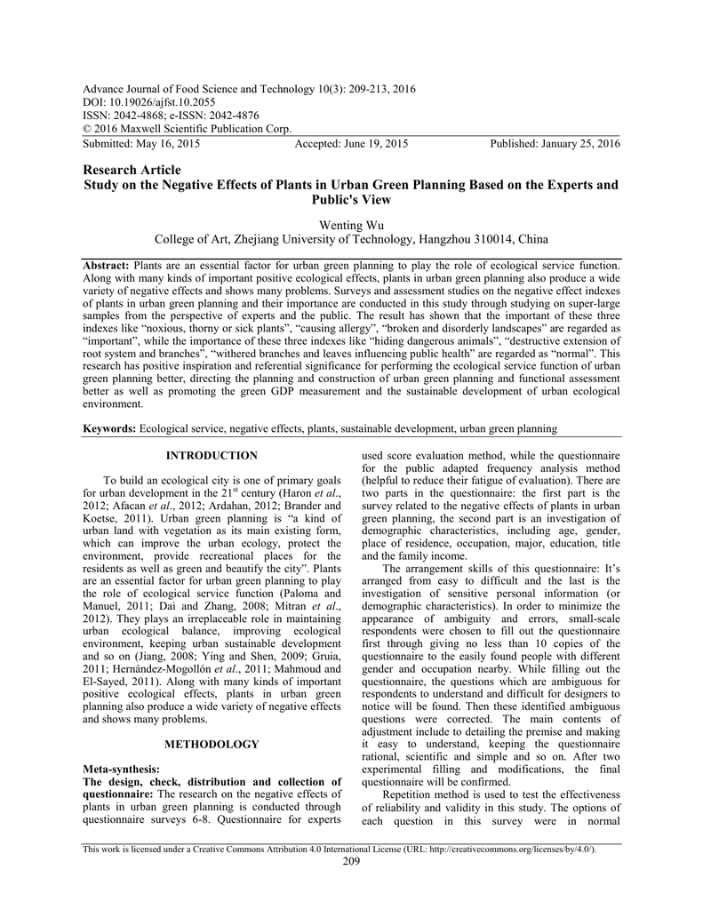 Advance Journal of Food Science and Technology 10(3) 209213, 2016