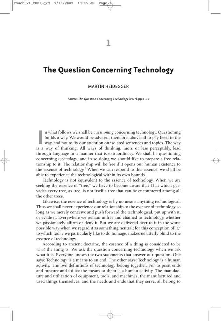 😎 The question concerning technology. Reading Heidegger The Question