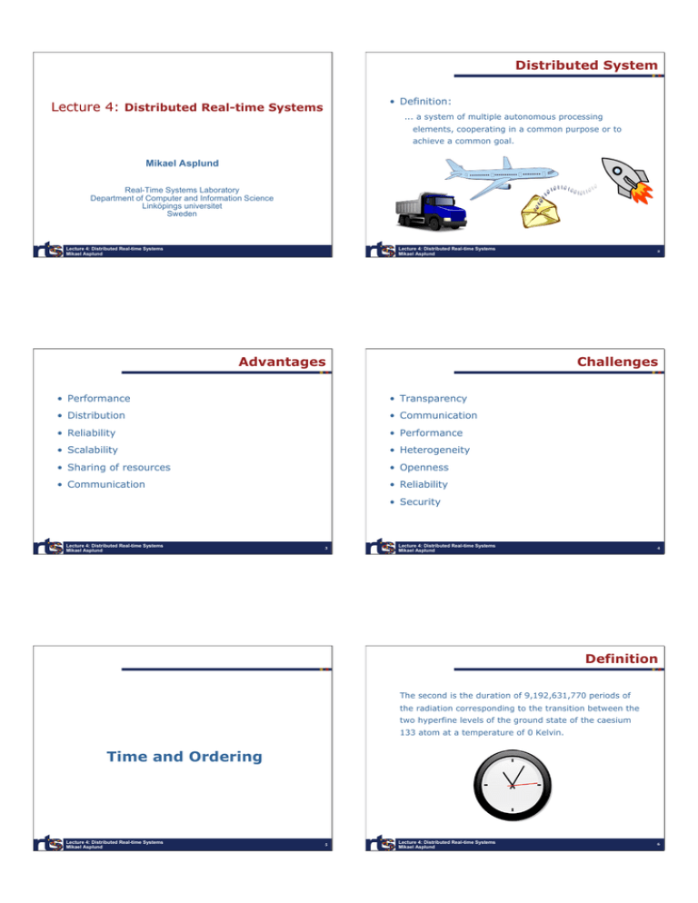 Distributed System Lecture 4 Distributed Realtime Systems
