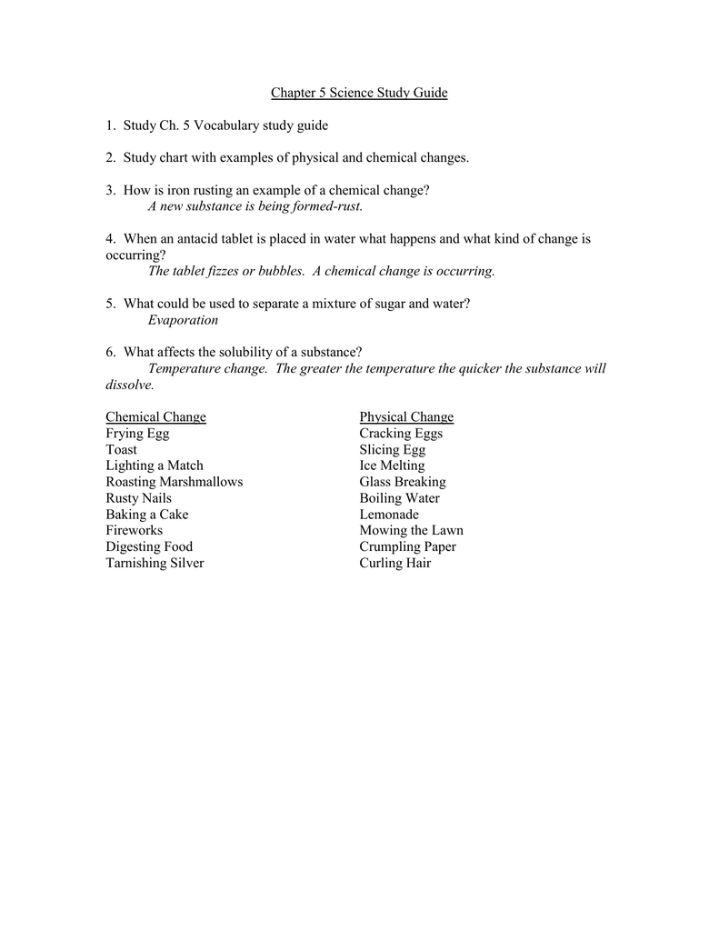 Chapter 5 Science Study Guide