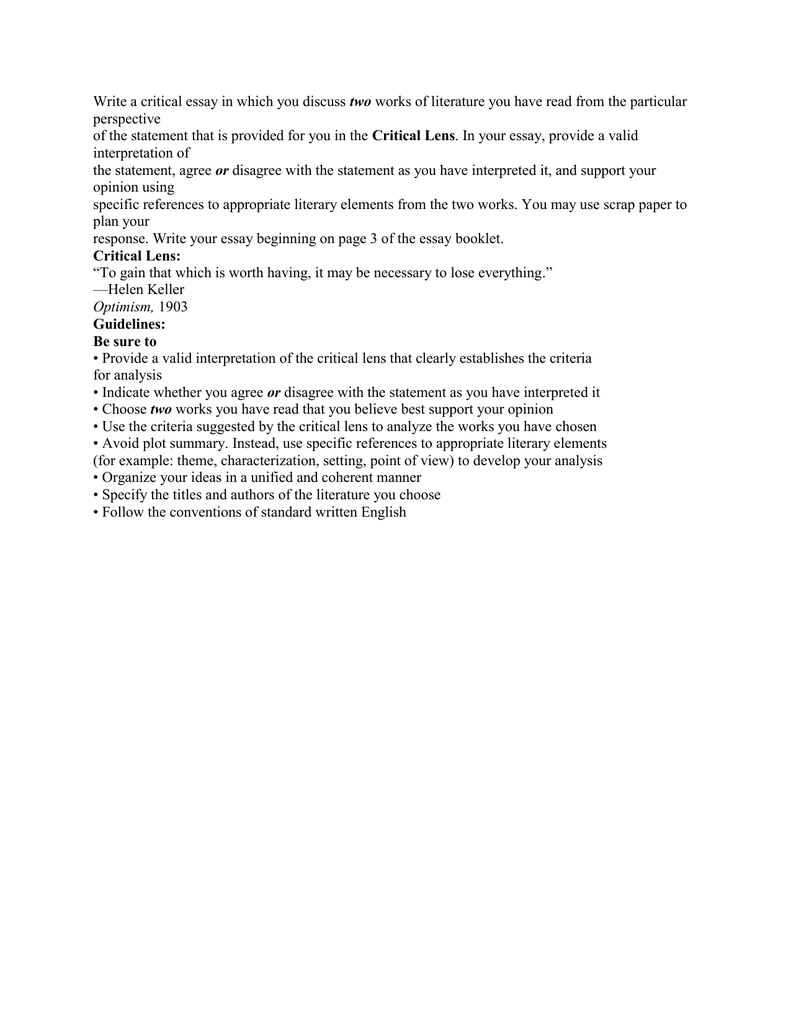 two perspective Critical Lens interpretation of