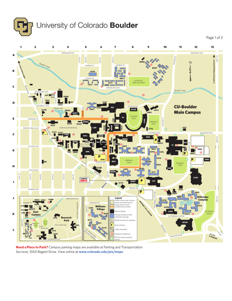Map Of University Of Colorado Boulder Cu-Bouder Campus Map 2013 - University Of Colorado Boulder