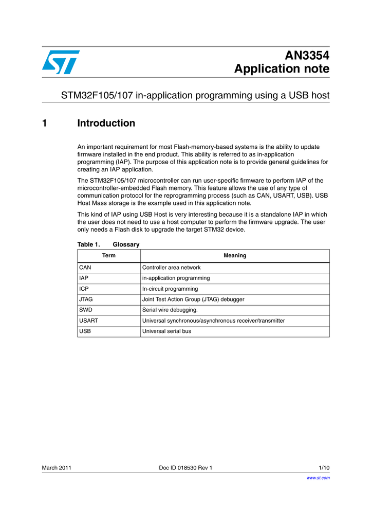 STM32F105/107 inapplication programming using a USB host