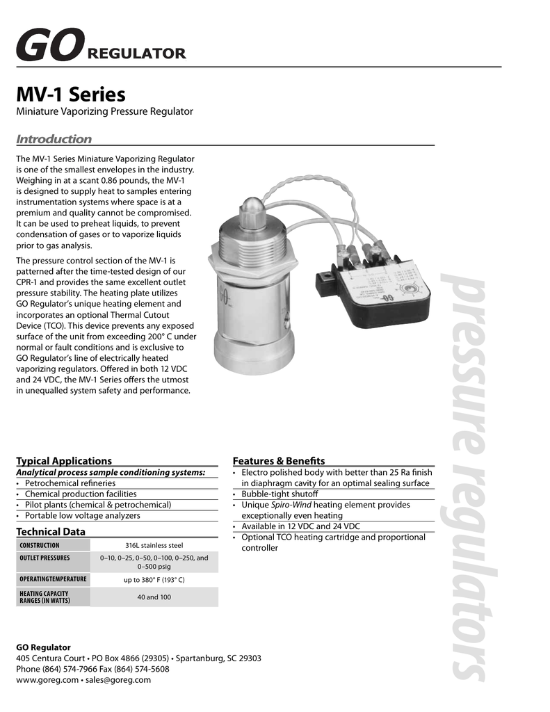 MV1 Series GO Regulator