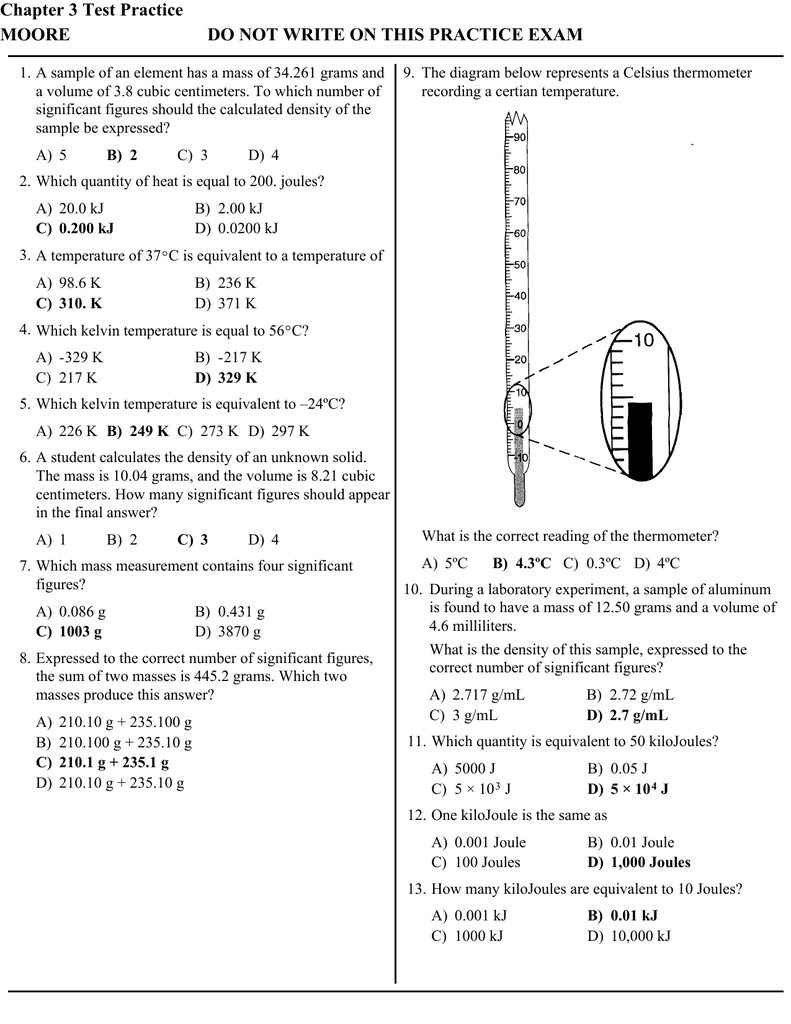 Chapter 3 Test Practice Moore Do Not Write On This