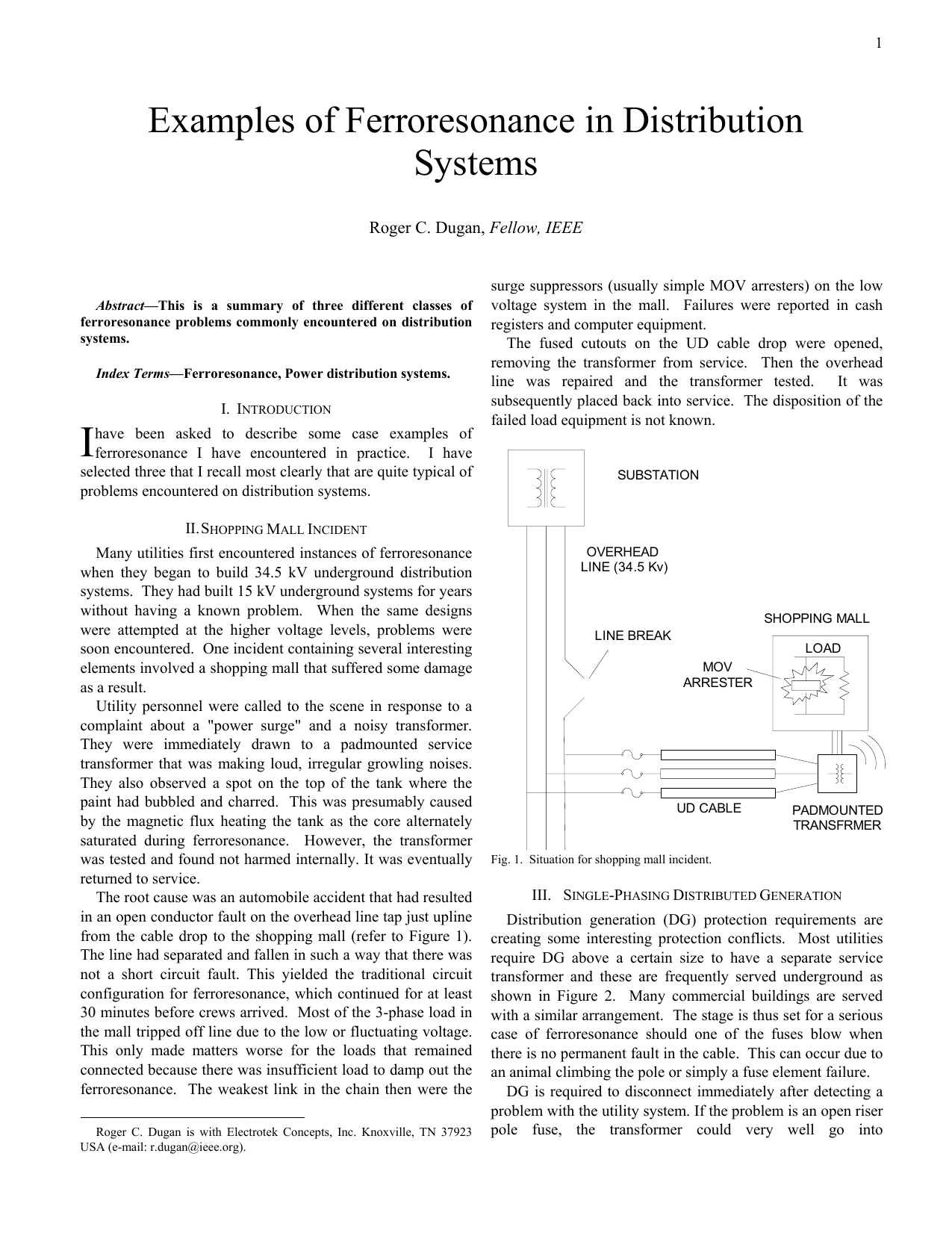 Examples of Ferroresonance in Distribution Systems