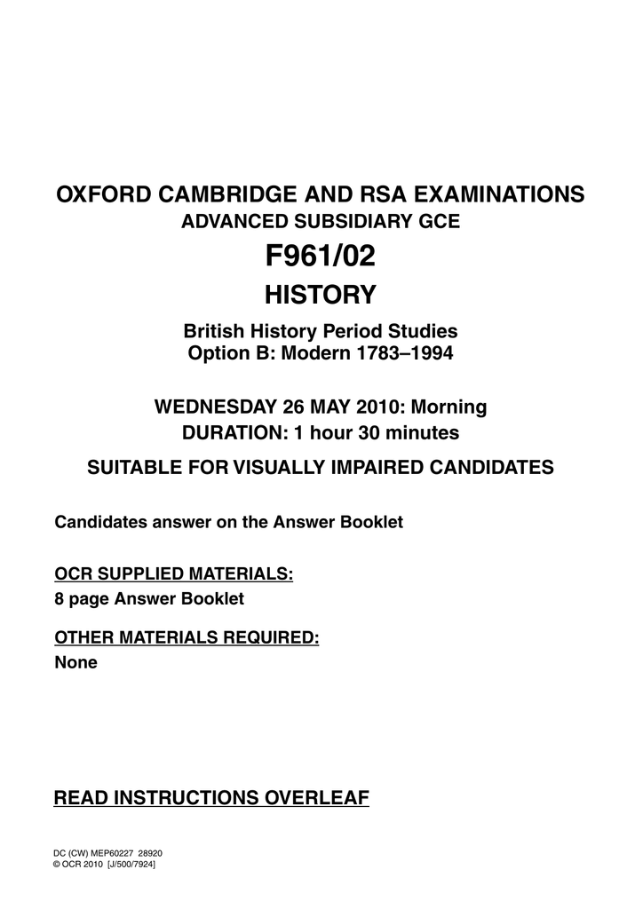 Oxford Cambridge And Rsa Examinations Past Papers