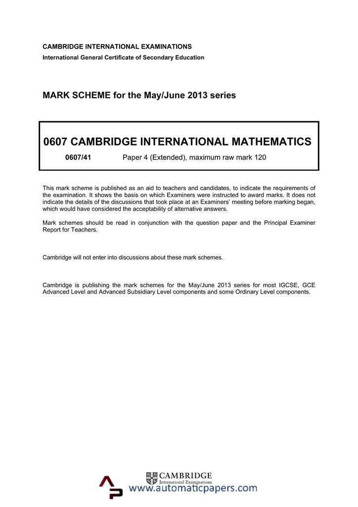 Cambridge IGCSE International Mathematics (0607)