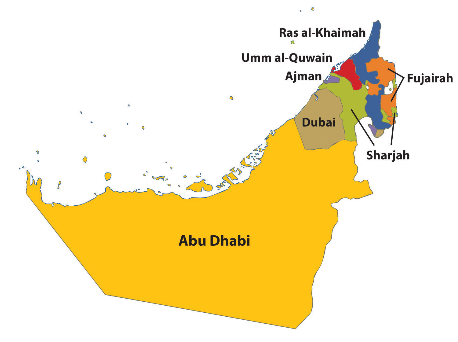 Dubai Sharjah Abu Dhabi Map Uae Map