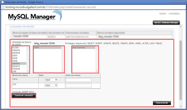 Como gerencio meu Banco de Dados MySQL via Gerenciador do MySQL