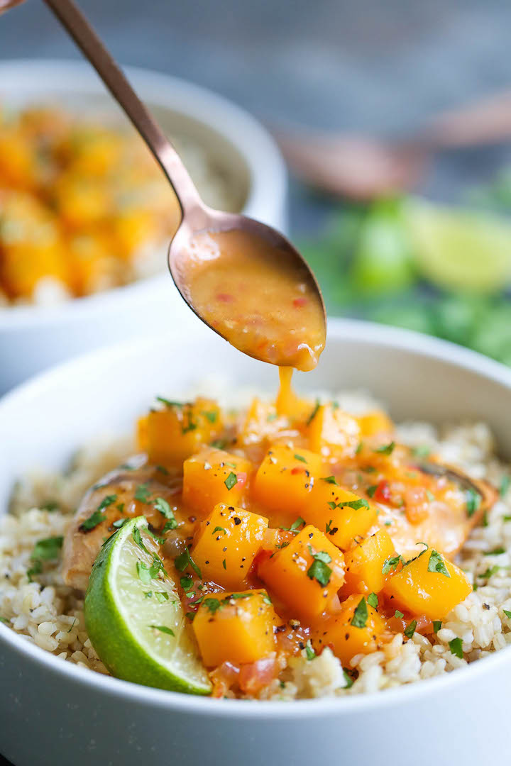 Mango Chicken With Coconut Rice Damn Delicious