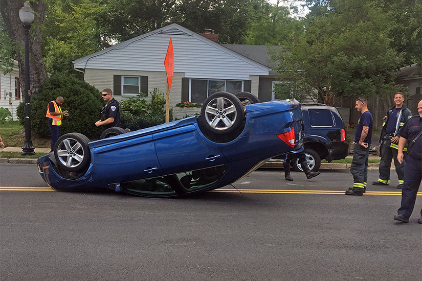 Car Overturns in Arlington Heights