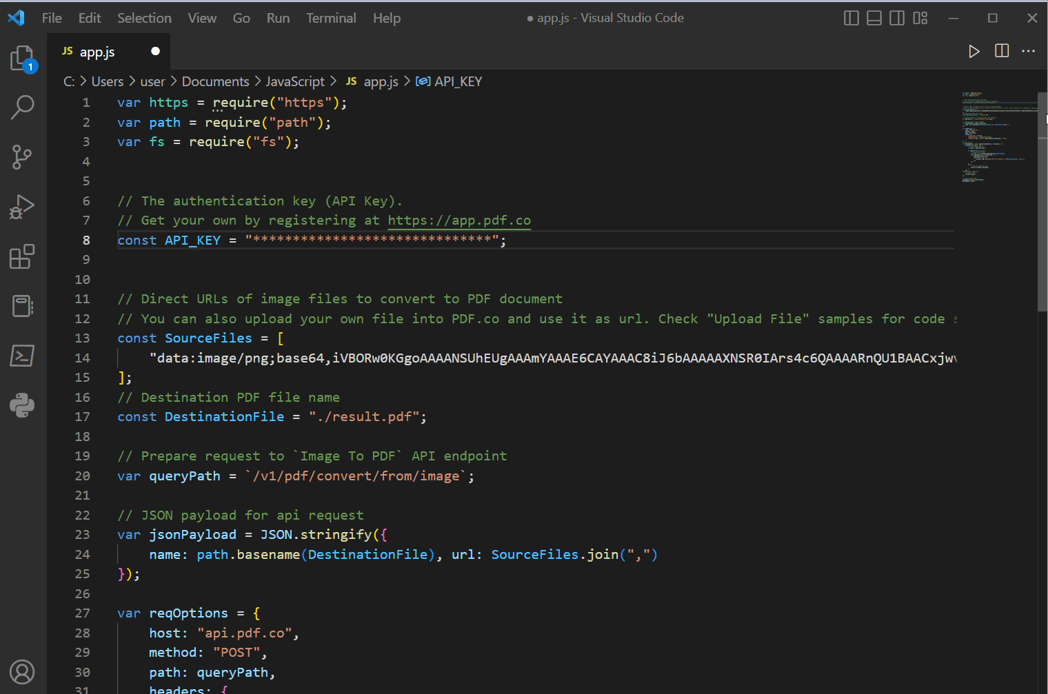Convert Base64 to PDF in JavaScript using PDF.co  API PDF.co