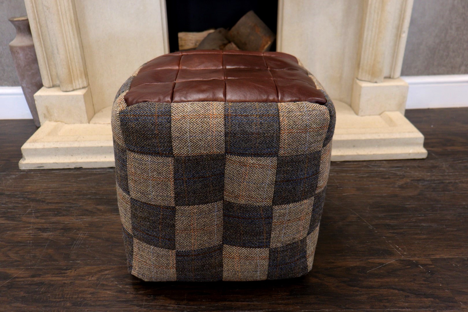 NEW! Vintage Sofa Company (Famous Designer Brand) Premium ‘Vintage Tan Leather & Patchwork