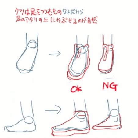 足の構造」と「基本形」を把握するだけで一気に上達！ 靴の描き方講座 | いちあっぷ 靴のイラスト描き方。絶対おさえておきたいポイント ヒール・ブーツ・スニーカー｜お絵かき講座パルミー