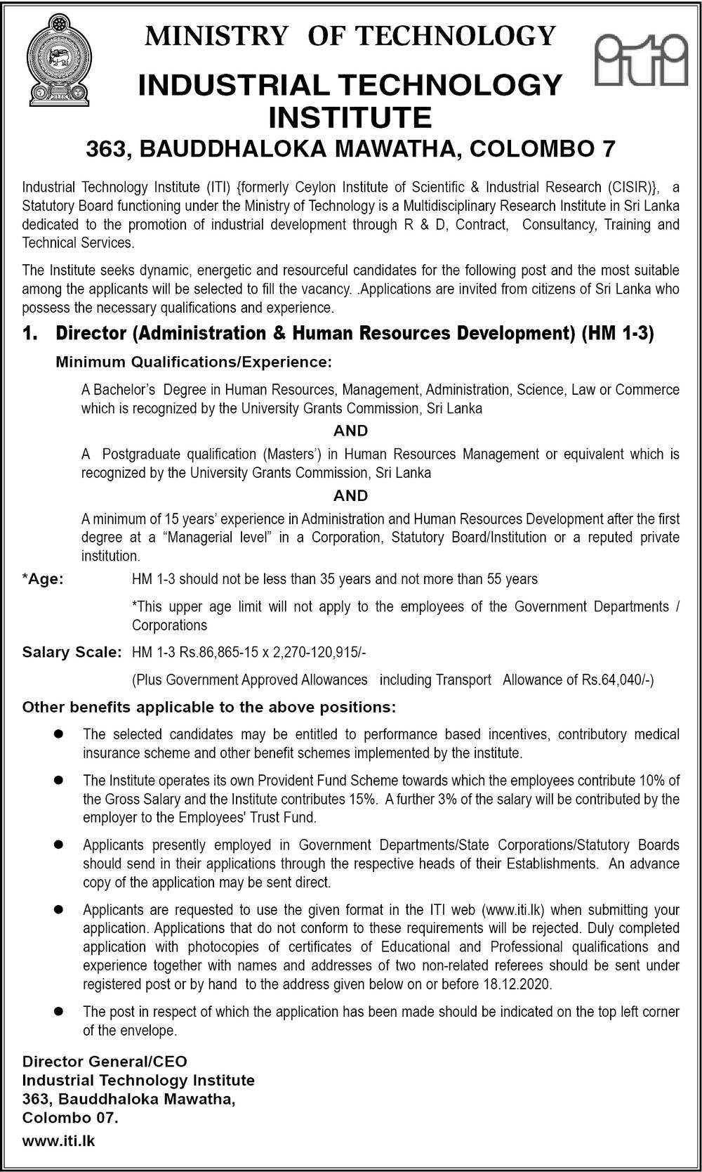 Director (Administration & Human Resources Development) Industrial