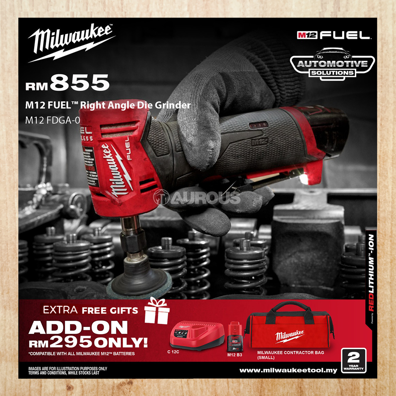 MILWAUKEE M12 FUEL RIGHT ANGLE DIE GRINDER M12 FDGA0 (BARE TOOL