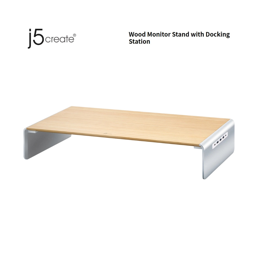 J5create JCT425 Wood Monitor Stand with Docking Station USBC™, 4K HDMI