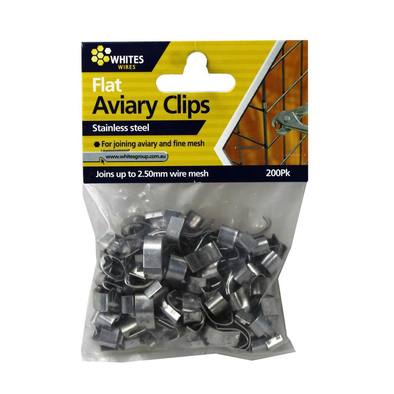 Flat Aviary Clips Pack of 200 for 2.5mm Wire Fence Fencing 12408 Whites