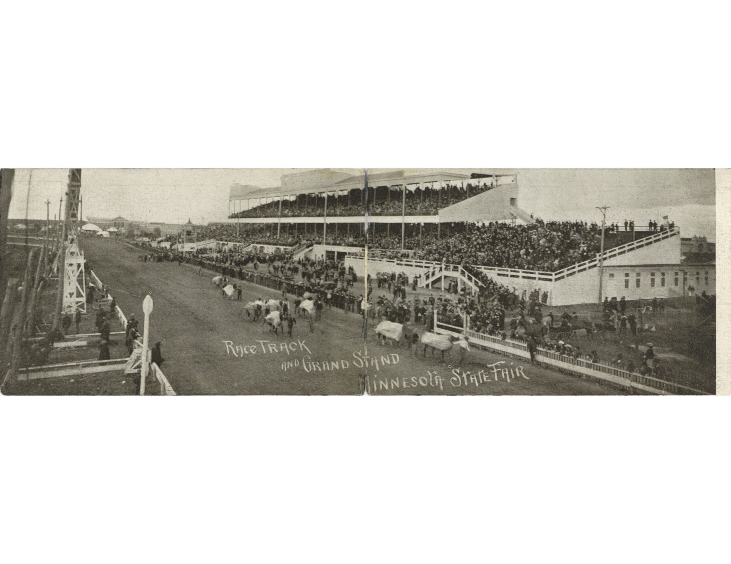 Minnesota State Fair RACE TRACK AND GRAND STAND footlong postcard front