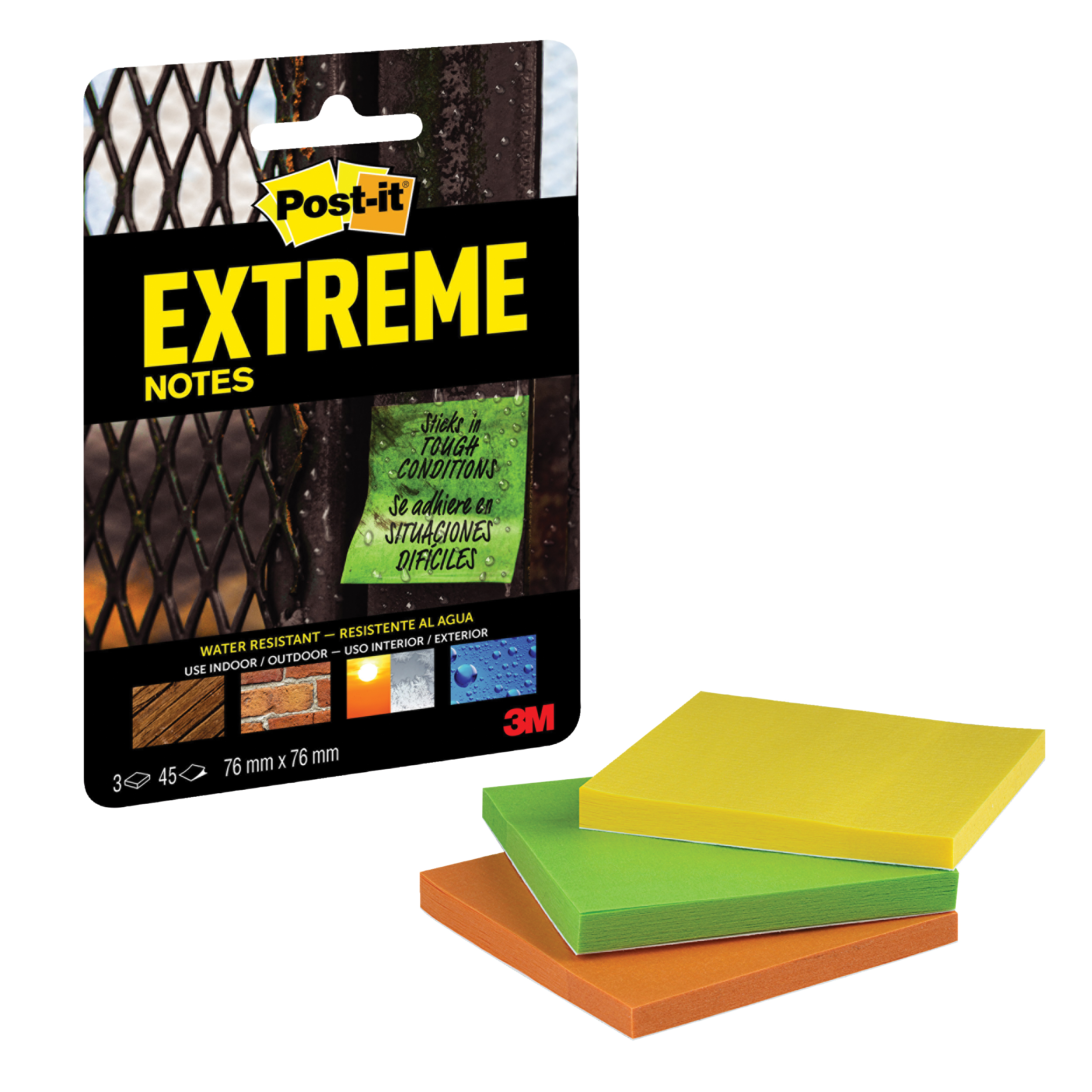 Postit Extreme Notes 76x76mm Assorted 3 Colours Ref EXT33M3UKSP