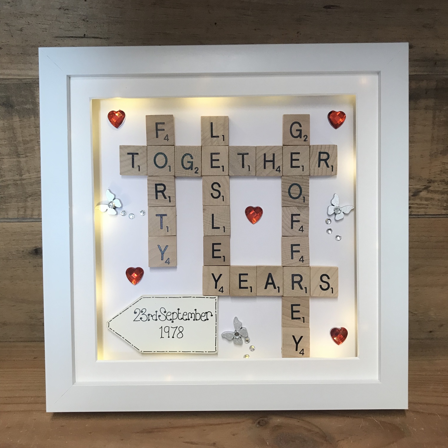 Ruby wedding scrabble word art Crafty Monkey Unique Personalised