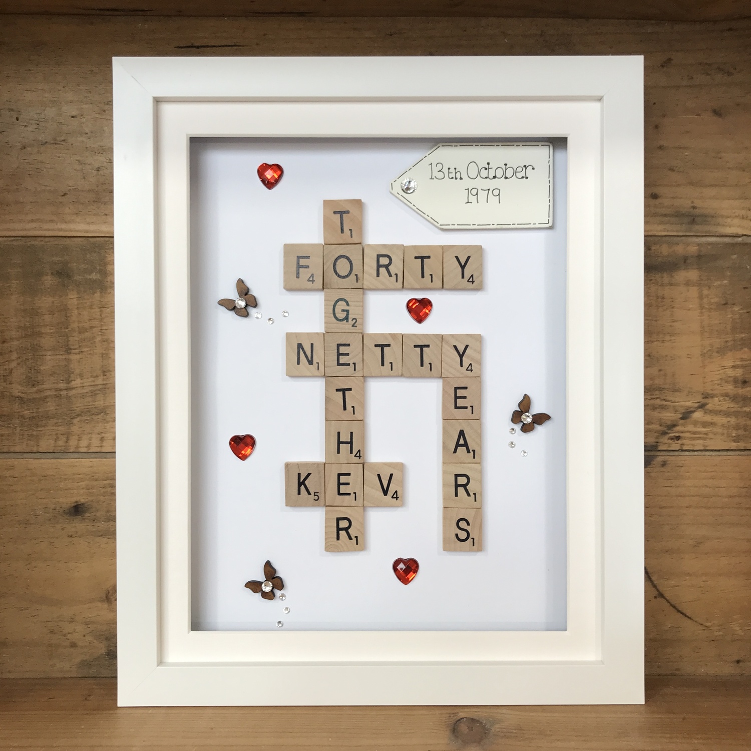 Ruby wedding scrabble word art Crafty Monkey Unique Personalised