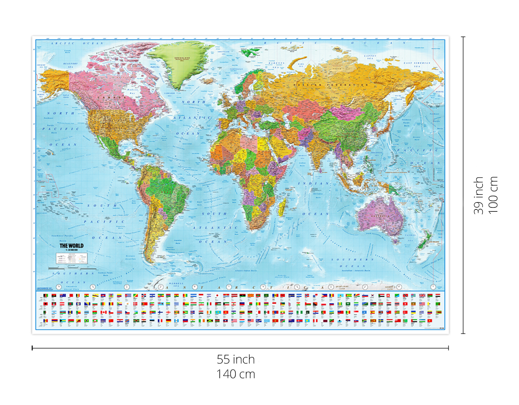 XXL Weltkarte 2021 Riesen Premium Poster 140 x 100 cm mit Flaggen Landkarte 🌎 eBay
